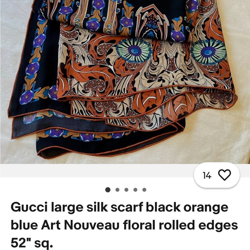 Gucci Black and Orange Silk Scarf